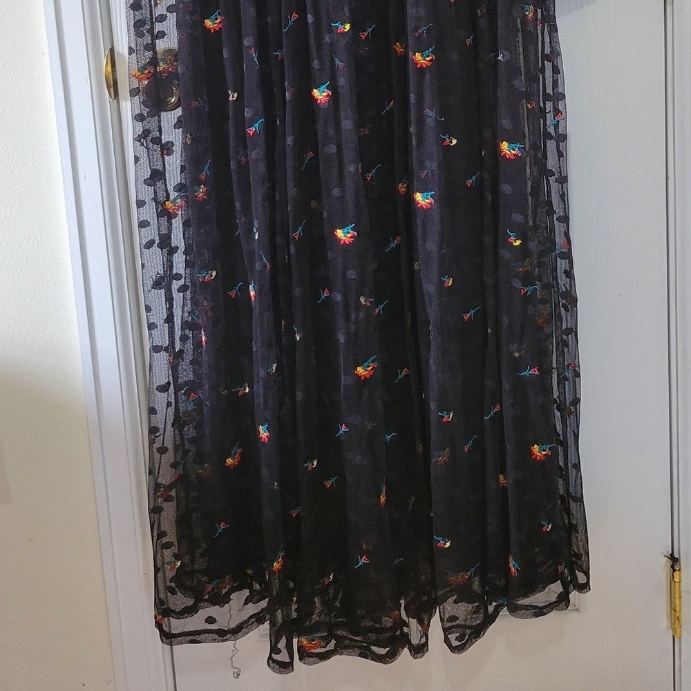Torrid Black Mesh Floral Embroidered Polka Dot Maxi Dress Set Plus Size 3 3X - Picture 10 of 16